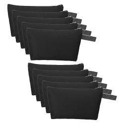 PATIKIL 10.2 x 5.5 Leinwand Schminke Taschen mit Riemen 10 Pack Bleistift Kosmetik Reißverschluss Tasche Kasten Reisen Hygienebeutel Organizer für Zuhause Büro Schwarz von PATIKIL