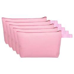 PATIKIL 12.2 x 7.5 Leinwand Schminke Taschen mit Riemen 5 Pack Bleistift Kosmetik Reißverschluss Tasche Kasten Reisen Hygienebeutel Organizer für Zuhause Büro Rosa von PATIKIL