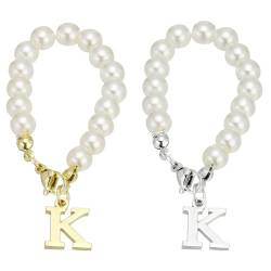PATIKIL Buchstaben-Charm-Zubehör, 2 Stück Perlenkette Initialen Namens-ID-Zubehör zur Dekoration von Bechern, Gold & Silber, Buchstabe K von PATIKIL
