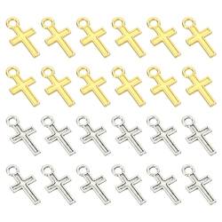 PATIKIL Kreuzanhänger, 200 Stück Kreuzanhänger aus Legierung für Schmuckherstellung Armbänder Ohrringe Halsketten Basteln DIY, Silber/Gold von PATIKIL