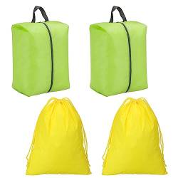 PATIKIL Reisen Schuhsäcke Set von 4 Wasserdicht Schuh Tasche mit Reißverschluss Tragbar Lagerung Veranstalter für Männer und Frauen Grün Gelb von PATIKIL