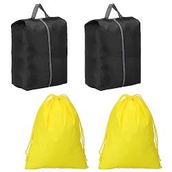 PATIKIL Reisen Schuhsäcke Set von 4 Wasserdicht Schuh Tasche mit Reißverschluss Tragbar Lagerung Veranstalter für Männer und Frauen Schwarz Gelb von PATIKIL