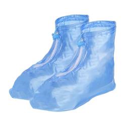 PATIKIL S Wasserfest Schuhe Cover 1 Paar PVC Wiederverwendbar Rutschfeste Überschuhe Regen Galoschen Schneestiefel Protektor mit Reißverschluss für Männer Frauen Regnerisch Draußen Blau von PATIKIL