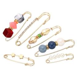 PATIKIL Simulationsperlen-Sicherheitsnadeln, 6er-Pack Faux-Perlen-Broschen aus Metall zur Dekoration von Damenbekleidung, Pullovern, Schals und Kleidern von PATIKIL