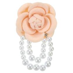 PATIKIL Stoff Kamelienblumen Broschen, elegante Perlenquasten Broschen Blumen Anstecker Armband Doppelnutzung für Damen Anzug Hut Kleid Hemd Krawatte Corsage, Pink von PATIKIL