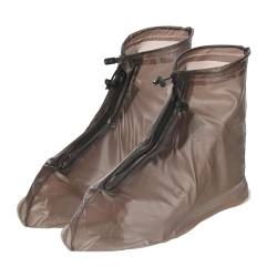 PATIKIL XL Wasserfest Schuhe Cover 1 Paar PVC Wiederverwendbar Rutschfeste Überschuhe Regen Galoschen Schneestiefel Protektor mit Reißverschluss für Männer Frauen Regnerisch Draußen Kaffee von PATIKIL