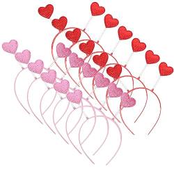 PATKAW 12 Stück Herz-Valentinstag-Stirnband Herz-Liebesform Pailletten-Haarreifen Kopfbopper Valentinstag-Haar-Accessoires Für Frauen Mädchen Rosa Rot von PATKAW