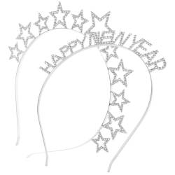 PATKAW 2St Neujahrs-Stirnband Frohes neues Stern-Kopfschmuck für Mädchen Tiara Haargummi Stirnband für das neue Jahr Haarschmuck für Damen Blitz Kopfbedeckung Requisiten von PATKAW