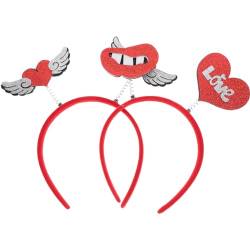 PATKAW 2St valentinstag stirnband party kopfschmuck haarschmuck abschlussball Stirnband für die Weihnachtsfeier roter Bandreifen Haargummi Haarband Haarschmuck für Frauen von PATKAW