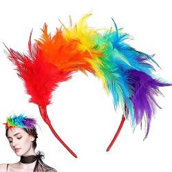 PATKAW Fascinator-Stirnband Regenbogen-Stolz-Stirnband Federfahne Karnevalskopfschmuck Fell-Party-Kopfschmuck Für 1920Er-Jahre-Teeparty-Kostümzubehör von PATKAW