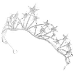 PATKAW Sternförmige Strass-Kronen Sterne-Krone Silbernes Kristall-Stirnband Diademe Braut-Kopfschmuck Für Frauen Und Mädchen Hochzeit Geburtstag von PATKAW