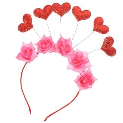 PATKAW Valentinstag-Stirnband Urlaub Stirnbänder fasching haarschmuck faschings haarschmuck Haargummi Haarband herz stirnbänder erwachsene Valentins-Stirnbänder Rose rot von PATKAW