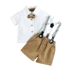 PATPAT Baby Kleidung, Baby Anzug Junge Kinder, Kurzarm Fliege T-shirts Für Jungen, Straps Kurze Hosen Jungen, Taufanzug Bekleidungssets 1. Geburtstag Geschenk, 0-18 Monate Sommer von PATPAT