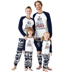 PATPAT Familie Passende Weihnachten Pyjamas Baum Schneeflocke und Buchstaben Drucken Nachtwäsche Langarm Pyjamas Sets Familie Xmas Outfits, blau, 36 von PATPAT