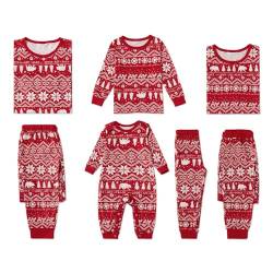 PATPAT Familien-Weihnachtspyjamas, passende Sets mit Rentier- und Schneeflockenmuster, Schlafanzug-Set für Paare und Kinder zu Weihnachten Rot Herren: M von PATPAT
