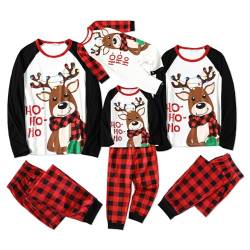 PATPAT Familienpassende Weihnachtspyjamas, Baum-, Schneeflocken- und Buchstabenmuster, Schlafanzug mit Langarm, Weihnachtsoutfits für die Familie ROT-SCHWARZ Baby: 3-6 Monate von PATPAT