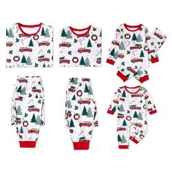 PATPAT Family Matching Christmas Pyjama Allover Xmas Tree & Car Print Long Sleeve Top Tee and Bottom Sets, Merhfarbig, 46 von PATPAT