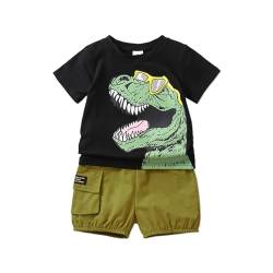 PATPAT Kinder Kleinkind Kleidung Jungen Bekleidungssets, Kurzarm-T-Shirt mit Dinosaurier-Aufdruck + Cargo-Shorts Baby Set, Sport Alltag Sommer Kleider, 1,5–6 Jahre von PATPAT
