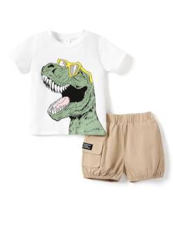 PATPAT Kinder Kleinkind Kleidung Jungen Bekleidungssets, Kurzarm-T-Shirt mit Dinosaurier-Aufdruck + Cargo-Shorts Baby Set, Sport Alltag Sommer Kleider, 1,5–6 Jahre von PATPAT