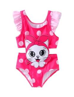 PATPAT Kleinkind Mädchen EIN Stück Badeanzug Katze/Flamingo Applique Polka Dots Print Geraffte Bademode von PATPAT