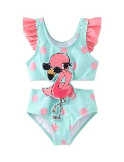 PATPAT Kleinkind Mädchen EIN Stück Badeanzug Katze/Flamingo Applique Polka Dots Print Geraffte Bademode von PATPAT