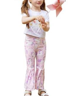 PATPAT Kleinkind Mädchen Süße Unicore Outfit Hyper-taktile Anzug Floral Print Bell Bottoms Mädchen Geburtstag Outfit Mädchen ausgestellte Hosen Frühling Sets von PATPAT