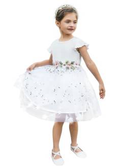 PATPAT Mädchen Kleid Festlich Ärmellos, Mädchen Tüll Prinzessin Partykleid Blumenstickerei, Ballkleid Tutu Kleid für Hochzeit, Geburtstag, Fest, Taufe, Bankett, Feiertag, Gr.92-140 von PATPAT