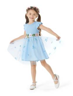 PATPAT Mädchen Kleid Festlich Ärmellos, Mädchen Tüll Prinzessin Partykleid Blumenstickerei, Ballkleid Tutu Kleid für Hochzeit, Geburtstag, Fest, Taufe, Bankett, Feiertag, Gr.92-140 von PATPAT