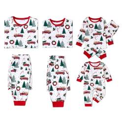 PatPat PATPAT Family Matching Christmas Pajamas Allover Xmas Tree & Car Print Long sleeve Top Tee and Bottom Sets, merhfarbig, 36 von PATPAT