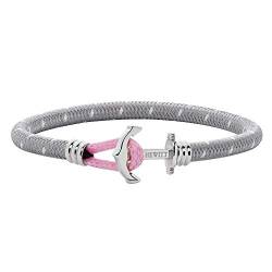 PAUL HEWITT Anker Armband Phrep Lite - Segeltau Nylon Damen Armband in Grau Weiß Rosa, Armband mit Anker Schmuck aus Edelstahl (Silber) in Größe XS von PAUL HEWITT