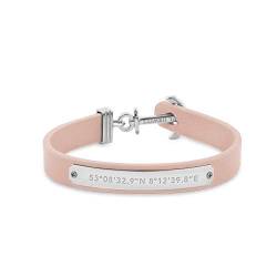 PAUL HEWITT Anker Armband Signum Koordinaten - Armband Leder Damen (Rosa) mit Anker Schmuck aus IP-Edelstahl (Rosegold) von PAUL HEWITT