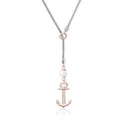 PAUL HEWITT Anker Halskette Damen Anchor Pearl aus Edelstahl in IP Roségold/Edelstahl von PAUL HEWITT