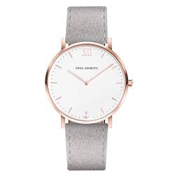 PAUL HEWITT Armbanduhr Damen Sailor Line White Sand - Damen Uhr (Rosegold), Damenuhr mit Stoffarmband in Grau, weißes Ziffernblatt von PAUL HEWITT