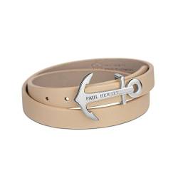 PAUL HEWITT Damen Wickelarmband North Bound aus Leder in Hazelnut und Anker aus Edelstahl in Silber Armband-Länge 37,5 cm von PAUL HEWITT