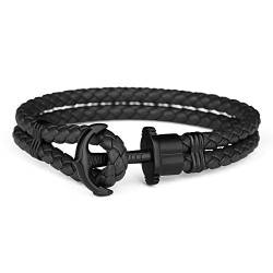 Paul Hewitt Herren Ankerarmband PHREP mit Leder Band in Schwarz und Anker in IP in Schwarz PH-PH-L-B-B-S von PAUL HEWITT