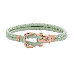 Paul Hewitt Schäkel Armband Damen PHINITY - Leder Armband Frauen (Mint), Armband Damen mit Schäkel Verschluss aus IP-Edelstahl (Rosegold) von PAUL HEWITT