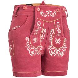 PAULGOS Damen Trachten Lederhose + Träger, Echtes Leder, Kurz in 8 Farben Gr. 34-50 M2, Damen Größe:36, Farbe:Pink von PAULGOS
