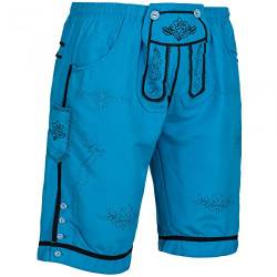 PAULGOS Herren Badehose Badeshorts Optik Trachten Lederhose in 3 Farben Gr. S-5XL, Farbe:Blau, Größe:XL von PAULGOS