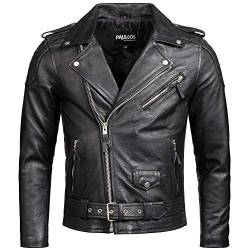 PAULGOS Herren Biker Lederjacke Echtes Leder Jacke Echtleder in 3 Farben Gr. S-7XL (DE/NL/SE/PL, Alphanumerisch, XL, Regular, Regular, Schwarz) von PAULGOS