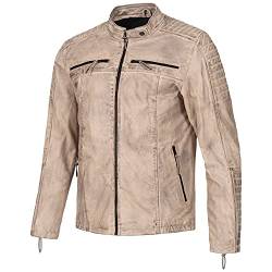 PAULGOS Herren Lederjacke Echtes Leder Jacke Echtleder Übergangsjacke Fashion in 5 Farben Gr. S-7XL Design 1 (DE/NL/SE/PL, Alphanumerisch, 4XL, Regular, Regular, Beige) von PAULGOS