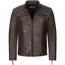 PAULGOS Herren Lederjacke Echtes Leder Jacke Echtleder Übergangsjacke Fashion in 5 Farben Gr. S-7XL Design 1 (as3, alpha, 3x_l, regular, regular, Braun) von PAULGOS