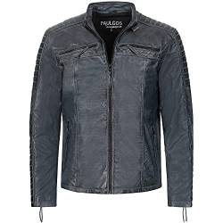 PAULGOS Herren Lederjacke Echtes Leder Jacke Echtleder Übergangsjacke Fashion in 5 Farben Gr. S-7XL Design 1 (as3, alpha, 5x_l, regular, regular, Grau) von PAULGOS