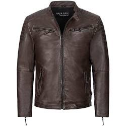 PAULGOS Herren Lederjacke Echtes Leder Jacke Echtleder Übergangsjacke Fashion in 5 Farben Gr. S-7XL Design 2 (DE/NL/SE/PL, Alphanumerisch, 7XL, Regular, Regular, Braun) von PAULGOS