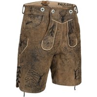 PAULGOS Trachtenhose Herren Lederhose Kurz mit Trägern 100% Echtleder - HK5 ANTIK von PAULGOS