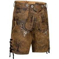 PAULGOS Trachtenhose Herren Lederhose Kurz mit Trägern 100% Echtleder - HK6 ANTIK von PAULGOS