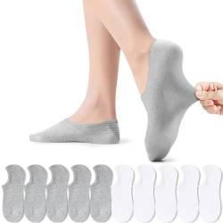 PAUNEW Sportsocken für Damen Sneaker Socken 10 Paar Kurze Halbsocken Quarter Baumwolle Füßlinge Damen Weiß und Grau 35-38 von PAUNEW