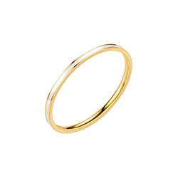 PAURO Damen Edelstahl 1mm Stapelknöchel Ehering Ring Komfort fit Gold und Weißgröße 70 von PAURO