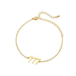 PAURO Damen Edelstahl Engel Nummer 777 Armband Kette Einstellbar Minimalistisch Numerologie Schmuck Gold von PAURO