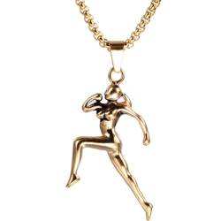 PAURO Damen Edelstahl Kreative Bodybuilding Laufende Frau Hip Hop Halskette Gold von PAURO