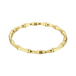 PAURO Damen Edelstahl Minimalistische Bambus Knoten Manschette Armreif Armband Geburtstag Geschenk für Sie Gold von PAURO